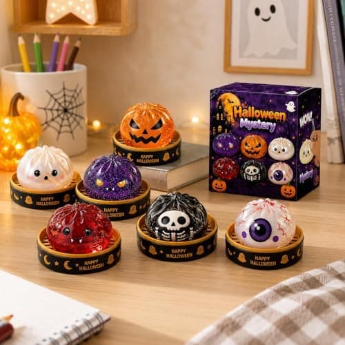 Halloween Spooky Ghost Dumpling Squishies Legetøj, Dumplings Stressbolde til Voksne Fidget Legetøj med Damper, Aflastning Fidget Sensorisk til Helligdage & 13#black
