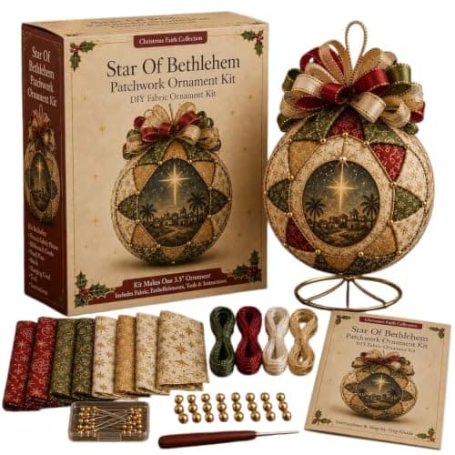 Begyndervenlig DIY Julekrybbe Patchwork Ornament Sæt Samling, Håndlavet DIY Patchwork Sæt med Stoflag og Dekorative Accenter F