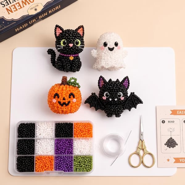 QELDRYX Halloween Spøkelse 3D Perle DIY-sett, Nybegynner DIY Sesongbasert Festgave M Set