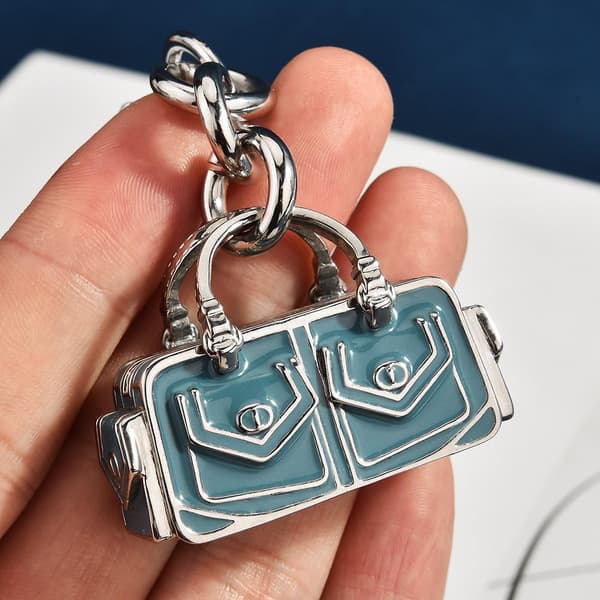 Väskberlock, söta handväskberlocker, väsktillbehörsberlocker, väskkedjor, handväskberlocker Handbag Blue-Silver