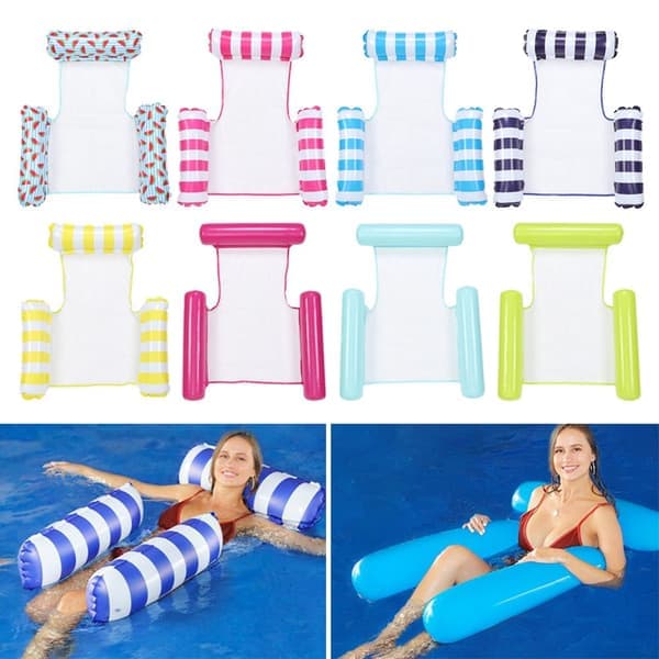 Oppustelig flydende række flydebadestol, stribet lyseblå Stripe light blue