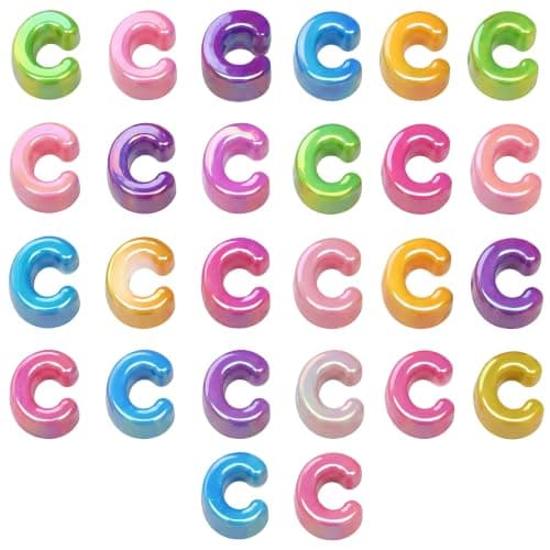 26 st C-bokstavspärlor Stora hål Tjocka bubbelalfabetspärlor Large Letter Beads C