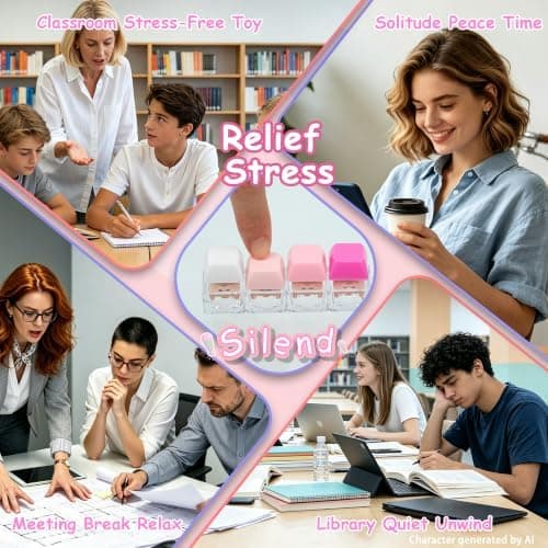 2 st tangentbordsfidgetleksak, tangentbordsfidgetnyckelring 4-i-1 tyst tangentbordsdekompressionsknapp fidgetleksaker, tysta sensoriska stresslindrande presenter White Blue+white Pink--non Light
