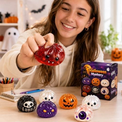 Halloween Spooky Ghost Dumpling Squishies Legetøj, Dumplings Stressbolde til Voksne Fidget Legetøj med Damper, Aflastning Fidget Sensorisk til Helligdage & 12#red