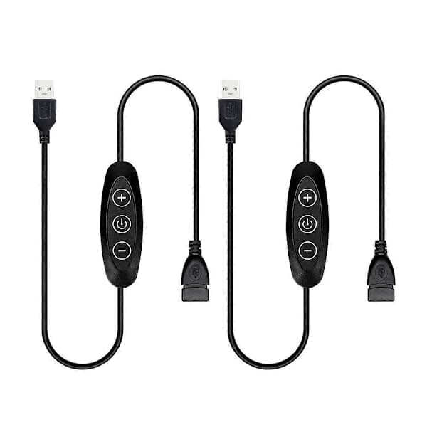 5V USB LED Dimmerbrytare, 10-stegs dimning, hona till hane, 2-pack USB-driven dimmer för 5V enkel