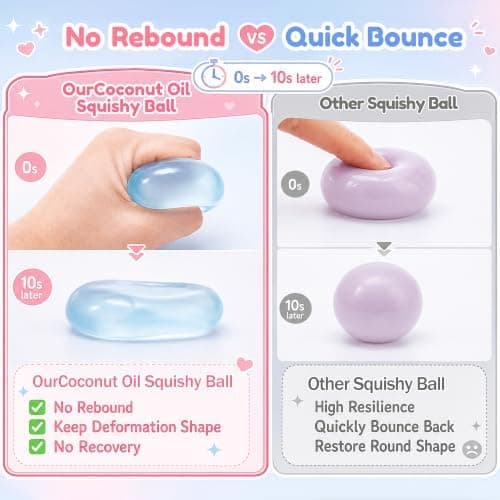Kokosolie Squishy Stressbold, Ikke-reboundende Sensorisk Fidget Legetøj-Pink Pink