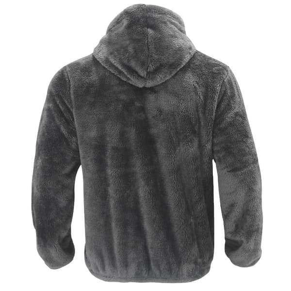 Fleece hættetrøje med lynlås til mænd, vinterjakke, grå, størrelse L grey L