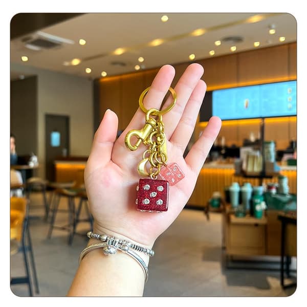 Väskberlock, söta handväskberlocker, väsktillbehörsberlocker, väskkedjor, handväskberlocker Red-Dice