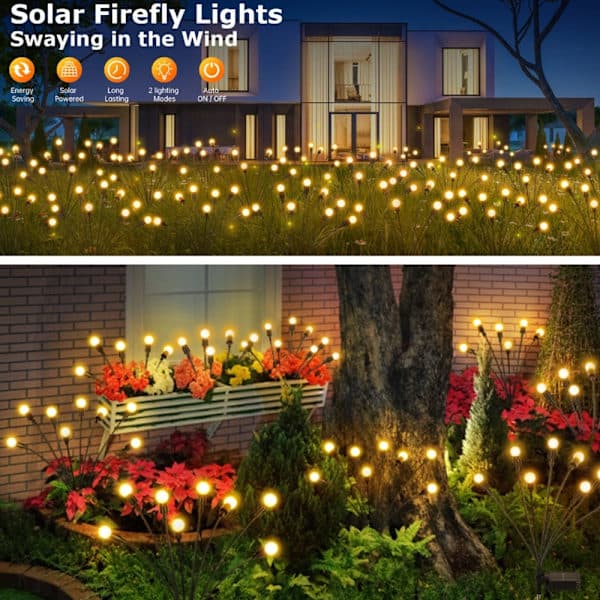 Firefly trädgårdslampor, 2-pack med 6 lysdioder vardera, soldrivna
