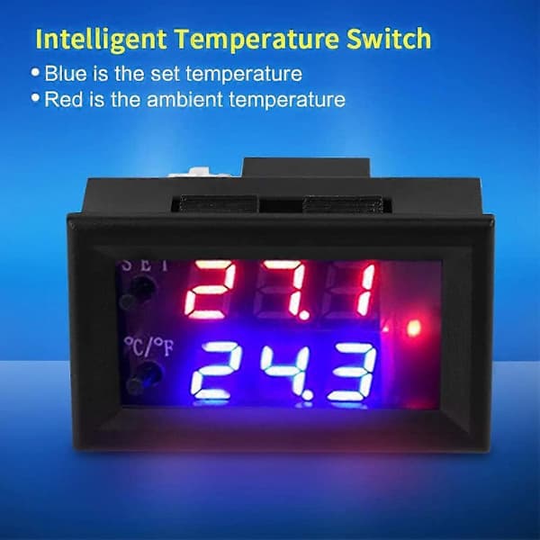 Digital DC termostat, Sunmostar, 12 V, -50 -110, Plast, Sort