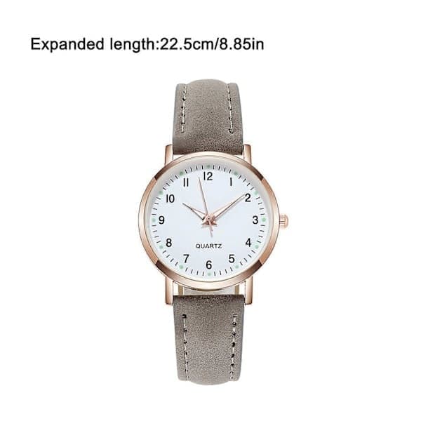 Dame Quartz Analog Armbåndsur Grå, Mode Læderrem Dameur Klassisk Afslappet Stil Grå Grå Grey