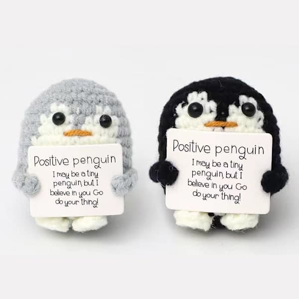 2 Mini Morsomme Positive Pingviner, 6,5 cm Søte
