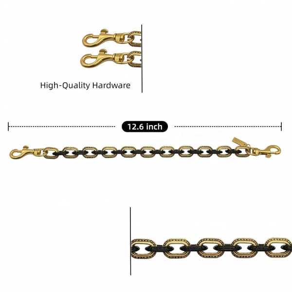 Väskberlock, söta handväskberlocker, väsktillbehörsberlocker, väskkedjor, handväskberlocker Black-Gold-Chain