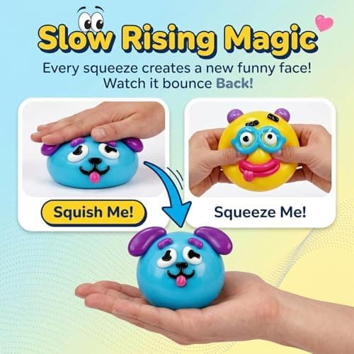 Smushers Squishy, Face Squishy Legetøj, Kuriositeter Hundefjæs Squishy Sød Langsom Stigning Afslappende, Sjovt Fjæs Squishy Stressbolde, Stresslindrende Skrivebord Blue