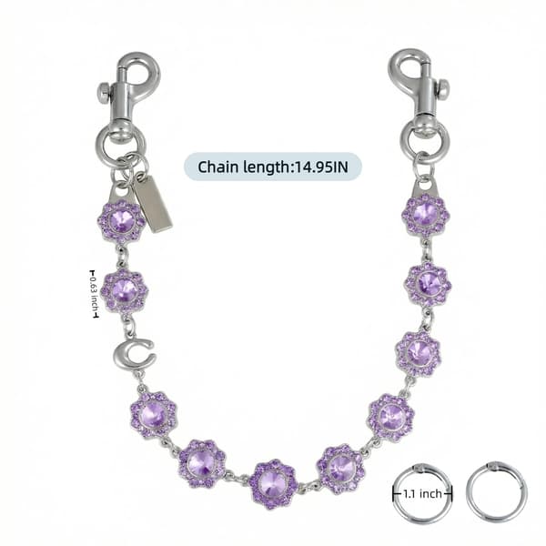 Väskberlocker för handväskor - Söt handväskkedjeberlock - Väskaccessoarer Berlocker för kvinnor Silver-violets-18in