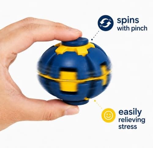 3D-printet Spin Ball Fidget Legetøj, Mekanisk Skrivebordslegetøj, Blå, Alder 14+ Blue