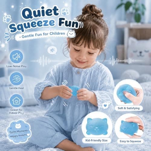 Squishies Fidget Legetøj, Blå Cool Kat Squishy Klemmelegetøj til Voksne Blue