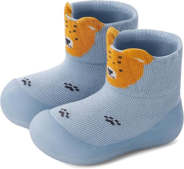 Babysokker og -sko til drenge og piger, småbørn der lærer at gå, bløde gummisåler