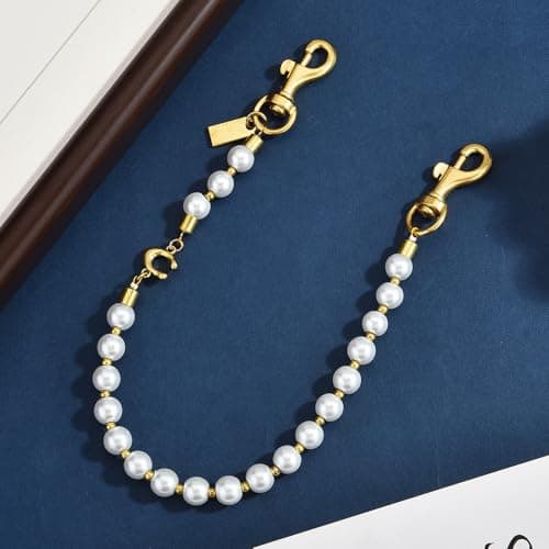Väskberlock, söta handväskberlocker, väsktillbehörsberlocker, väskkedjor, handväskberlocker Pearl Chain-Gold