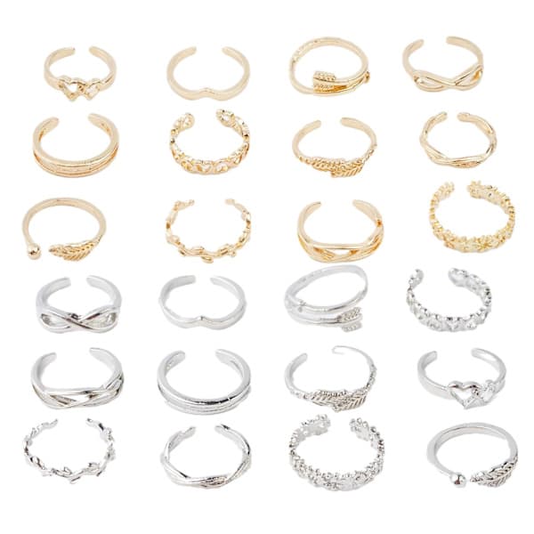 12-dele tåring knoring sæt til kvinder, retro boho fodring smykker, sølv silver 12pcs