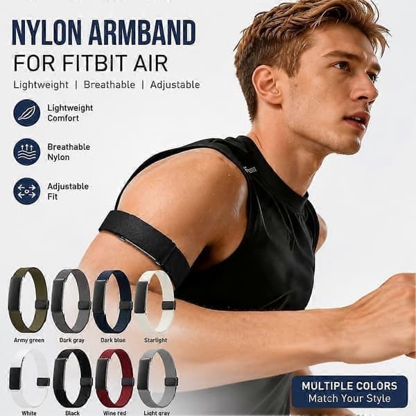Bicepsbånd for Fitbit Air, mykt og elastisk bånd for optimal treningskomfort, Starlight starlight