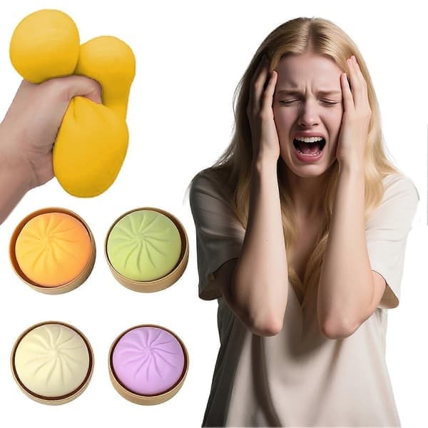 Simulerad ångad bulle squishy-leksak med ångkokare för stresslindring, grön & lila