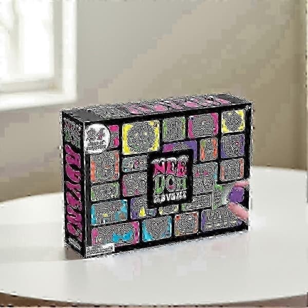 Festlig 24-dagars adventskalender för barn fylld med squish-leksaker, julklapp till barn