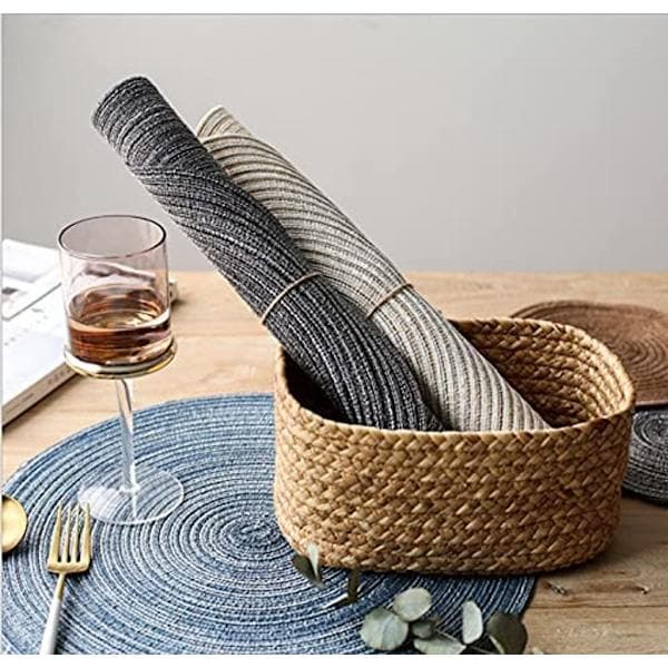 6 pestävän, lämmönkestävän kudotun pöytätabletin setti (harmaa, 38 cm)