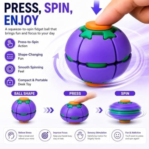3D-printet tryk-roterende Fidget Spinner Legetøj, Finger trykreducerende roterende kugle. (rød) Red