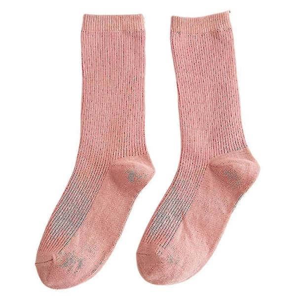 Farverige strømper tynde bomuldsstrømper bløde åndbare højelastiske strømper kompatible voksne børn Light Pink Adult