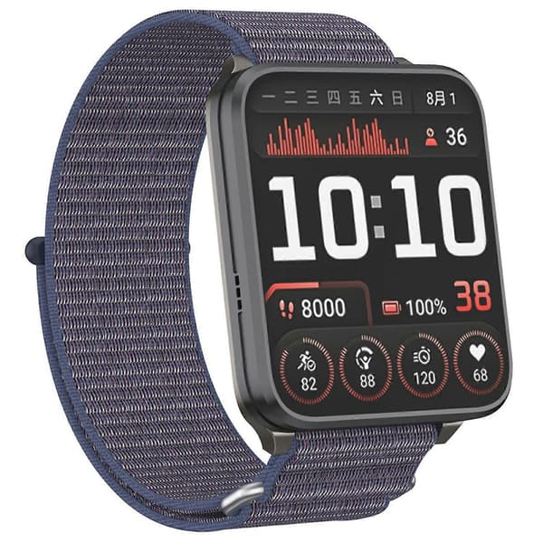 Til Garmin Venu X1 Håndledsrem Magic Tape Nylon Loop Urrem med Metalring Multicolor Midnight Blue