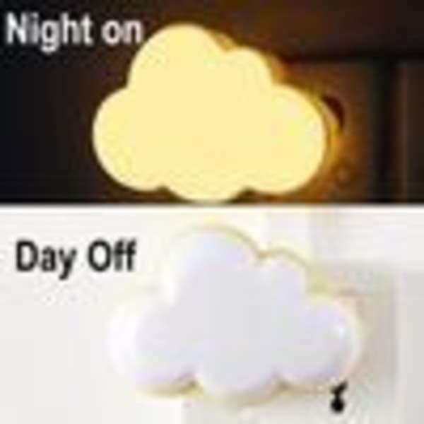 LED nattlampe for barn, baby, nattlys med plugg, lyssensor, varmhvit, 3D sky-lampe