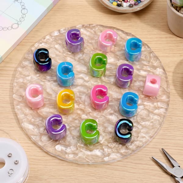 26 st C-bokstavspärlor Stora hål Tjocka bubbelalfabetspärlor Large Letter Beads C