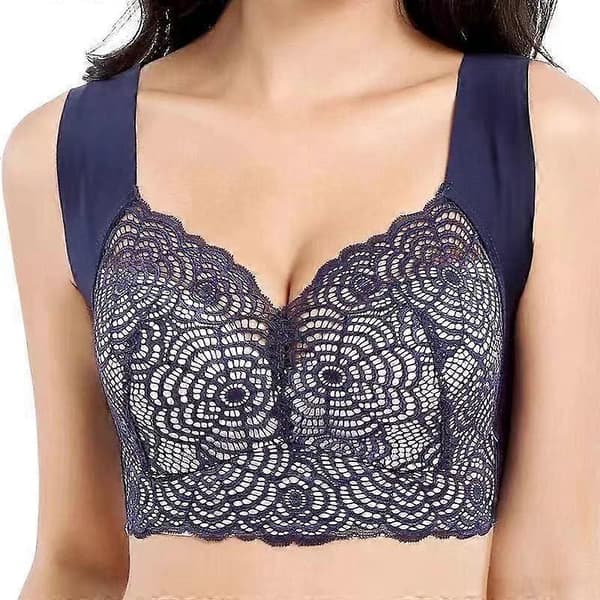 Trådlös BH Plus Size Spets Sport Sovväst Bralette Push Up Bekväm Andningsbar Full Kupa complexion 2XL