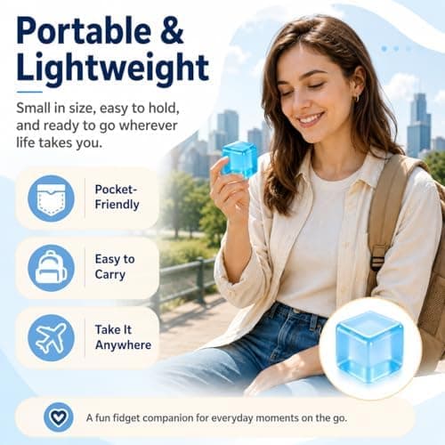 Isbit Squishy, Klemme Stress Terning til Angstlindring, Blødt Squishy Fidget Legetøj til Voksne, Sensorisk Gelkugle til Fødselsdagsgave, Skrivebord Light Blue