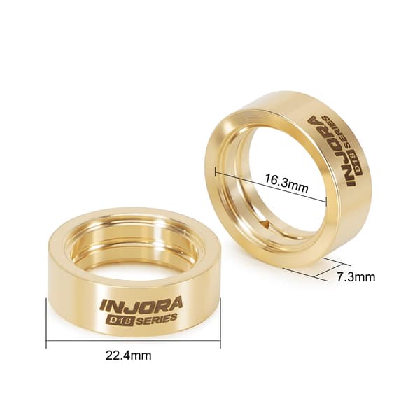 INJORA 10g messing indre klemringe til INJORA 0,7\" D18 hjul (2 STK) 2PCS for front wheels
