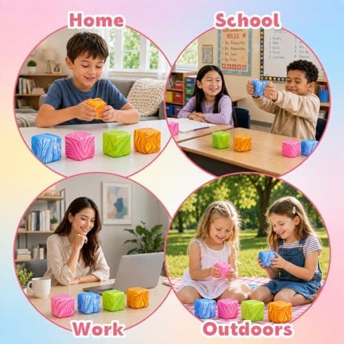 Mønstret marmorterning, blødt squishy stressaflastningslegetøj, blød langsomt stigende klemme-fidget-terning til angstlindring, sensorisk squishy terning (lyserød) Pink