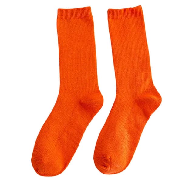 Farverige strømper tynde bomuldsstrømper bløde åndbare højelastiske strømper kompatible voksne børn Orange Adult