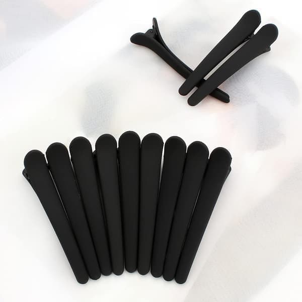 12 stk. hårklemmer til styling og sektionering, 3,1 tommer matte alligatorhårklemmer uden folder, næbklips sort sort Black