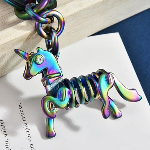 Väskberlock, söta handväskberlocker, väsktillbehörsberlocker, väskkedjor, handväskberlocker Unicorn-Iridescent