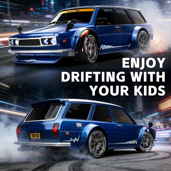 RC Driftbil, Blå 1/24 Fjernstyret Driftbil til Voksne og Børn Blue / 1:24 Scale