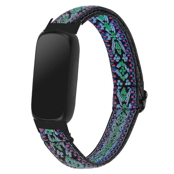 DB Armbånd til Fitbit Inspire 3 Nylon Elastisk Flettet Solo Loop Sportsurrem med Sort Stik, 4#, 19 19