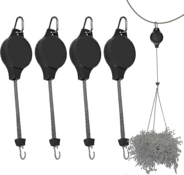 4PCS Växtremskiva - Infällbar Justerbar Hängande Växtkrok för Blomkorgar