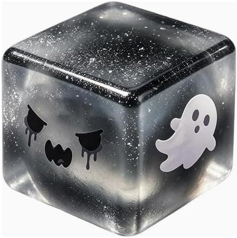 Halloween Squishy Cube, Glitter Spøkelse Fidget Leketøy, 2.17 Tommer, C C