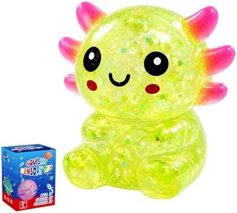 Glittrig Axolotl Squishy Leksak, Squishy Leksaker, Långsamt Stigande Squishy (Gul) Yellow