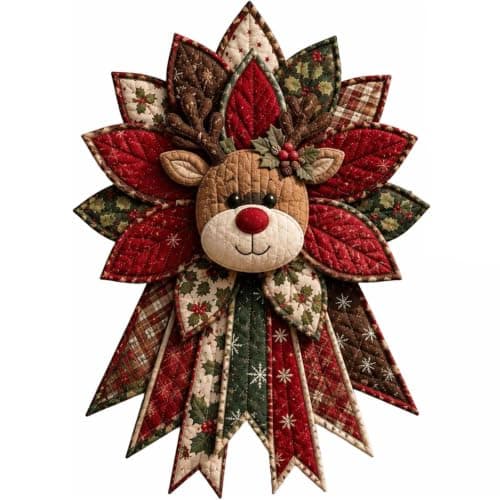DIY Quiltet Julebue Sæt, Snemand Stof Patchwork Dørpynt, Rensdyr Reindeer