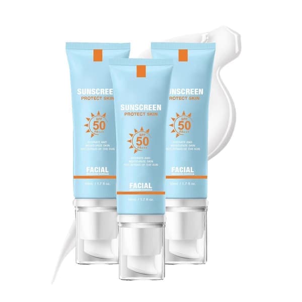 Solkräm SPF 50 PA+++ Ansiktskräm, Brett Spektrum UV-skydd, Ingen vit hinna, Koreansk hudvård (3-pack)
