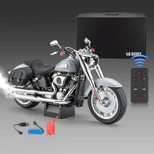 RC Motorcykelmodel til voksne, 1/6 skala legering dynamisk motorcykeludstilling med lydeffekter, LED-belysning, røgudstødningssimulering & Silver