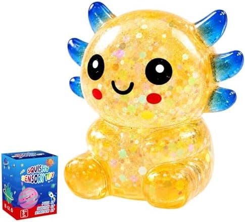 Glitter Axolotl Squishy Leksak, Squishy Leksaker, Långsamt Stigande Squishy (Orange) Orange