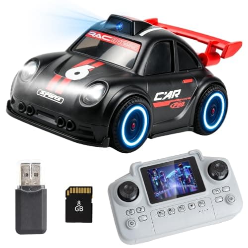 Mini RC-bil med kamera 2,4\" skærm FPV fjernstyret bil sort